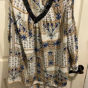 Cold-Shoulder Beaded V-Neck Top